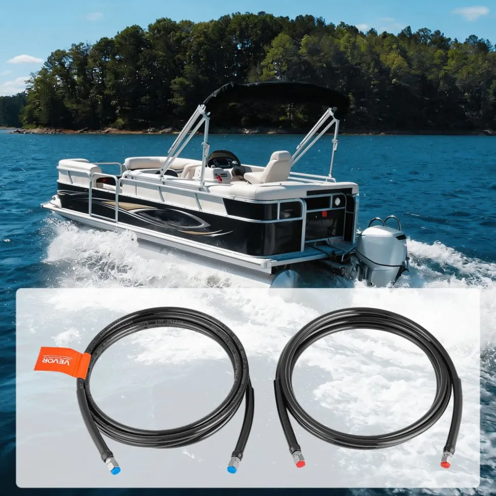 VEVOR Hydraulic Hose Kit, 16 ft 2-Piece Leak-Proof TPEE Outboard Steering Hose Kit with 304 Stainless Steel Connector, Compatible with Marine Outboard Steering Systems, 20 MPa Max Working Pressure