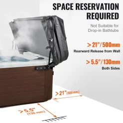 VEVOR Hydraulic Hot Tub Cover Lift, Spa Cover Lift, Adjustable Width from 69 in to 96.5 in, Mounts on Both Top Sides, Compatible with Various Sizes of Rectangular Bathtubs, Hot Tubs and Spas