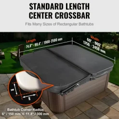 VEVOR Hydraulic Hot Tub Cover Lift, Spa Cover Lift, Adjustable Width from 69 in to 96.5 in, Mounts on Both Top Sides, Compatible with Various Sizes of Rectangular Bathtubs, Hot Tubs and Spas