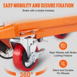 VEVOR Hydraulic Lift Table Cart, 330lbs Capacity 50" Lifting Height, Manual Double Scissor Lift Table with 4 Wheels and Non-slip Pad, Hydraulic Scissor Cart for Material Handling and Transportation