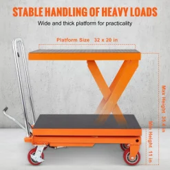 VEVOR Hydraulic Lift Table Cart, 1100lbs Capacity 35.4
