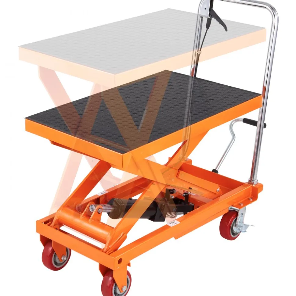VEVOR Hydraulic Lift Table Cart, 1100lbs Capacity 35.4" Lifting Height, Manual Single Scissor Lift Table with 4 Wheels and Non-slip Pad, Hydraulic Scissor Cart for Material Handling and Transportation