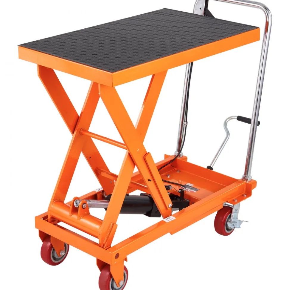 VEVOR Hydraulic Lift Table Cart, 1100lbs Capacity 35.4" Lifting Height, Manual Single Scissor Lift Table with 4 Wheels and Non-slip Pad, Hydraulic Scissor Cart for Material Handling and Transportation