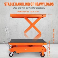 VEVOR Hydraulic Lift Table Cart, 1760lbs Capacity 59
