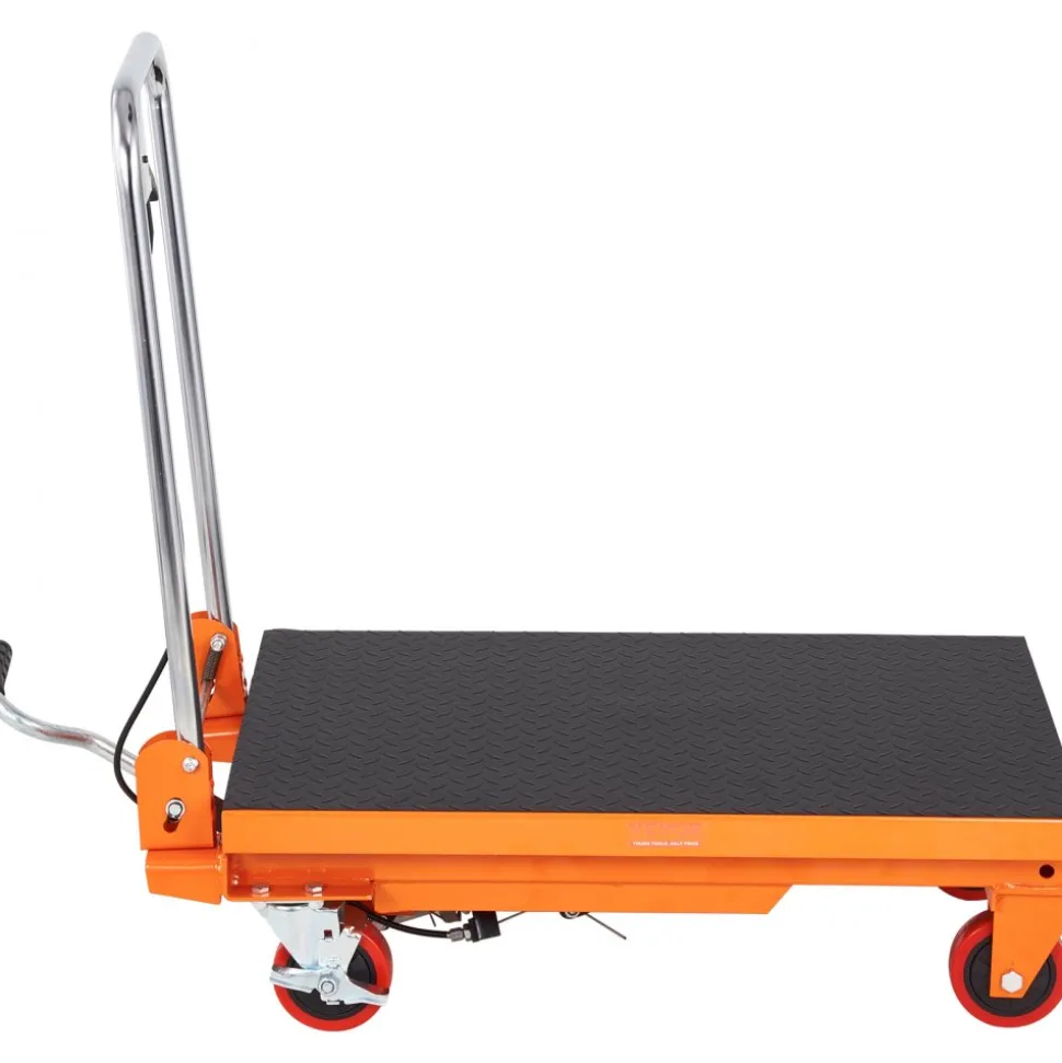 VEVOR Hydraulic Lift Table Cart, 330lbs Capacity 28.5" Lifting Height, Manual Single Scissor Lift Table with 4 Wheels and Non-slip Pad, Hydraulic Scissor Cart for Material Handling and Transportation