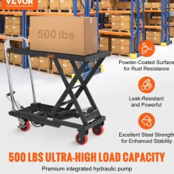 VEVOR Hydraulic Lift Table Cart, 500lbs Capacity 28.5