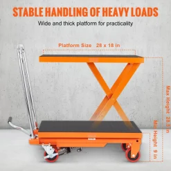 VEVOR Hydraulic Lift Table Cart, 500lbs Capacity 28.5