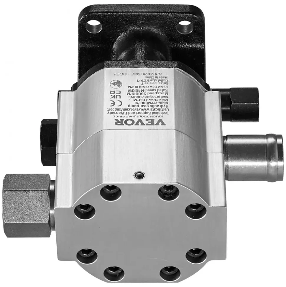 VEVOR Hydraulic Log Splitter Pump, 11GPM, 2 Stage 3000PSI Wood Log Splitter Pump, 1'' Inlet 1/2'' NPT Outlet 3600 RPM Aluminum Hydraulic Gear Pump, for Small Engine Mounting Log Splitters Snowplow