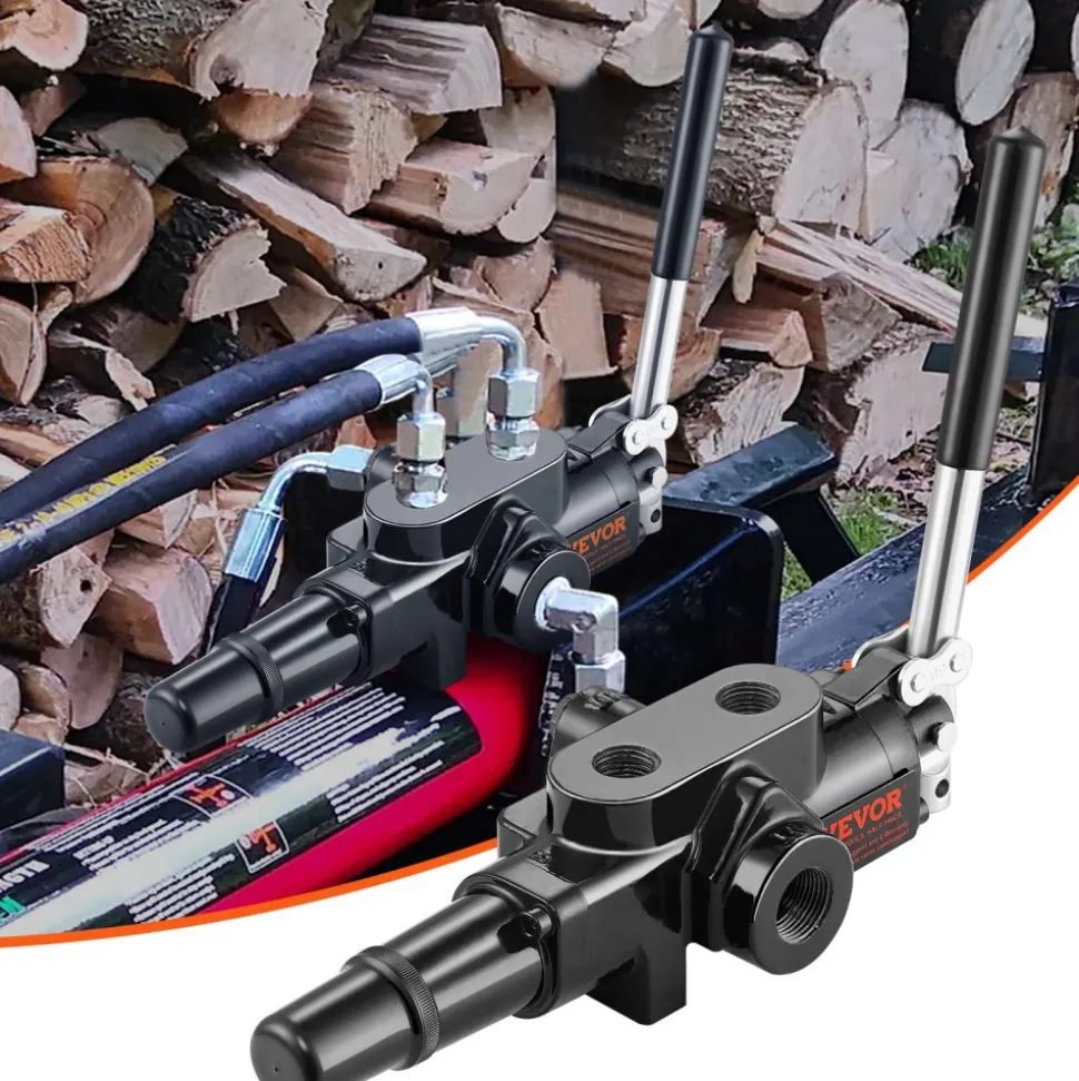 VEVOR Hydraulic Log Splitter Valve 1 Spool, 25 GPM Hydraulic Directional Control Valve, 3626PSI Hydraulic Loader Valve, Hydraulic Joystick Control Valve for Small Tractors, Loaders, Log Splitter