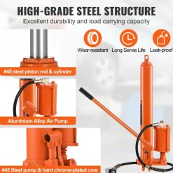 VEVOR Hydraulic Long Ram Jack, 8 Ton Engine Hoist Cylinder with Air Pump and Single Piston Pump, Hydraulic Ram Cylinder Clevis Base for Engine Lift Hoists, Garage/Shop Cranes, Mechanical, Farm