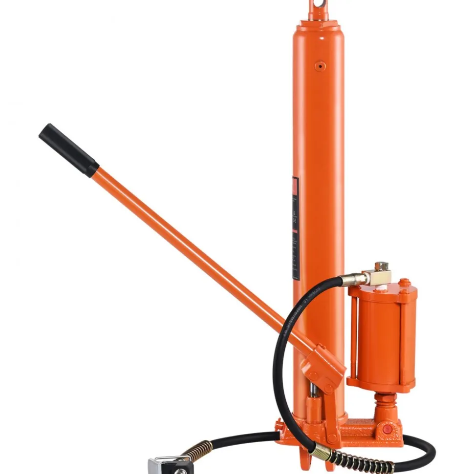 VEVOR Hydraulic Long Ram Jack, 8 Ton Engine Hoist Cylinder with Air Pump and Single Piston Pump, Hydraulic Ram Cylinder Clevis Base for Engine Lift Hoists, Garage/Shop Cranes, Mechanical, Farm