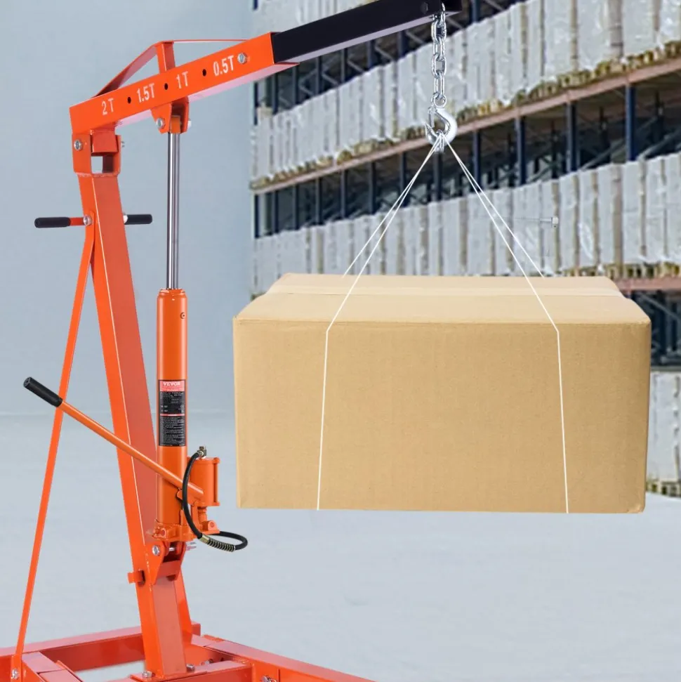 VEVOR Hydraulic Long Ram Jack, 8 Ton Engine Hoist Cylinder with Air Pump and Single Piston Pump, Hydraulic Ram Cylinder Clevis Base for Engine Lift Hoists, Garage/Shop Cranes, Mechanical, Farm