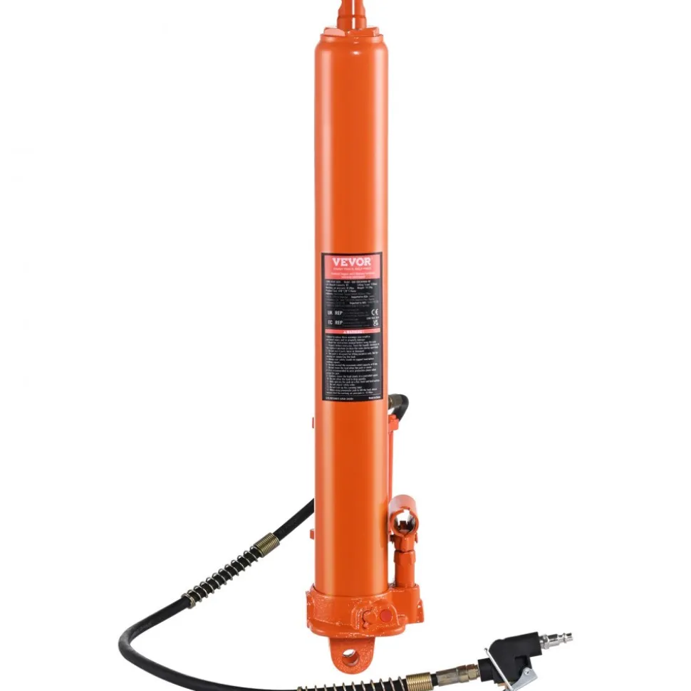 VEVOR Hydraulic Long Ram Jack, 8 Ton Engine Hoist Cylinder with Air Pump and Single Piston Pump, Hydraulic Ram Cylinder Clevis Base for Engine Lift Hoists, Garage/Shop Cranes, Mechanical, Farm