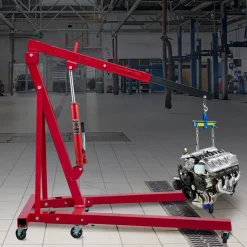 VEVOR Hydraulic Long Ram Jack, 3 Tons/6600 lbs Capacity, with Single Piston Pump and Clevis Base, Manual Cherry Picker with Handle, for Garage/Shop Cranes, Engine Lift Hoist, Red