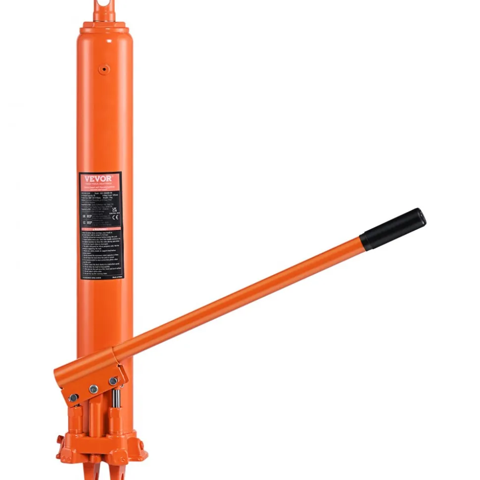 VEVOR Hydraulic Long Ram Jack, 8 Ton Engine Hoist Cylinder with Double Piston Pump And Clevis Base, Hydraulic Ram Cylinder for Engine Lift Hoists, Hydraulic Garage/Shop Cranes, Mechanical, Farm