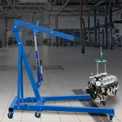 VEVOR Hydraulic Long Ram Jack, 8 Tons/17363 lbs Capacity, with Single Piston Pump and Clevis Base, Manual Cherry Picker with Handle, for Garage/Shop Cranes, Engine Lift Hoist, Blue