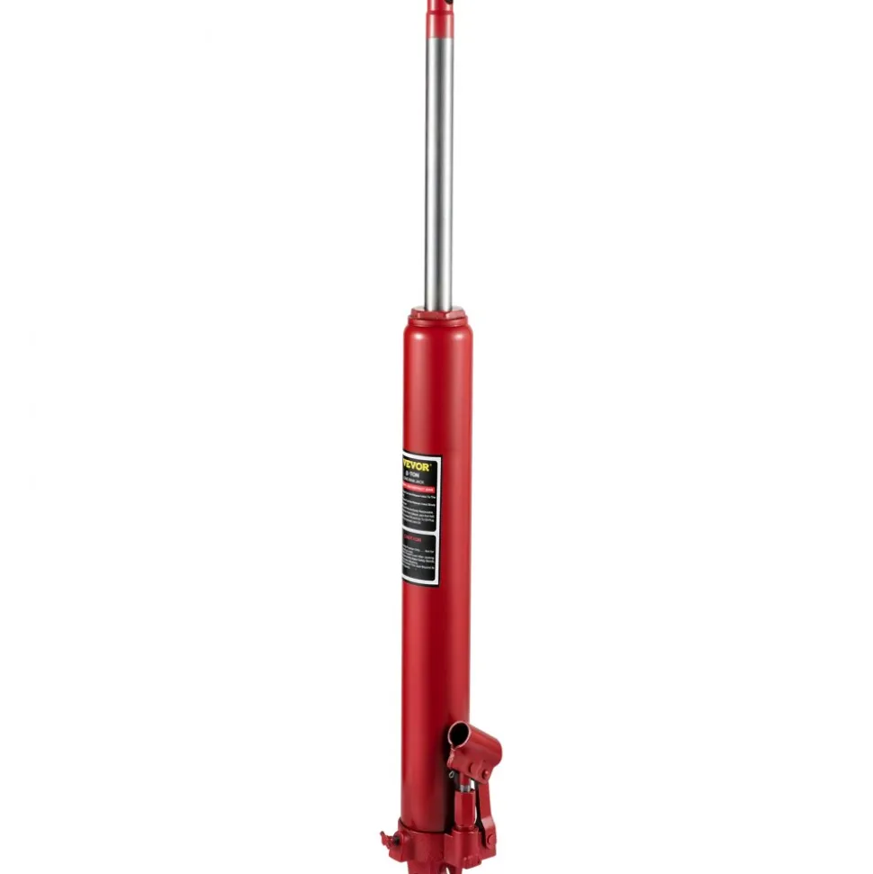 VEVOR Hydraulic Long Ram Jack, 8 Tons/17363 lbs Capacity, with Single Piston Pump and Clevis Base, Manual Cherry Picker with Handle, for Garage/Shop Cranes, Engine Lift Hoist, Red