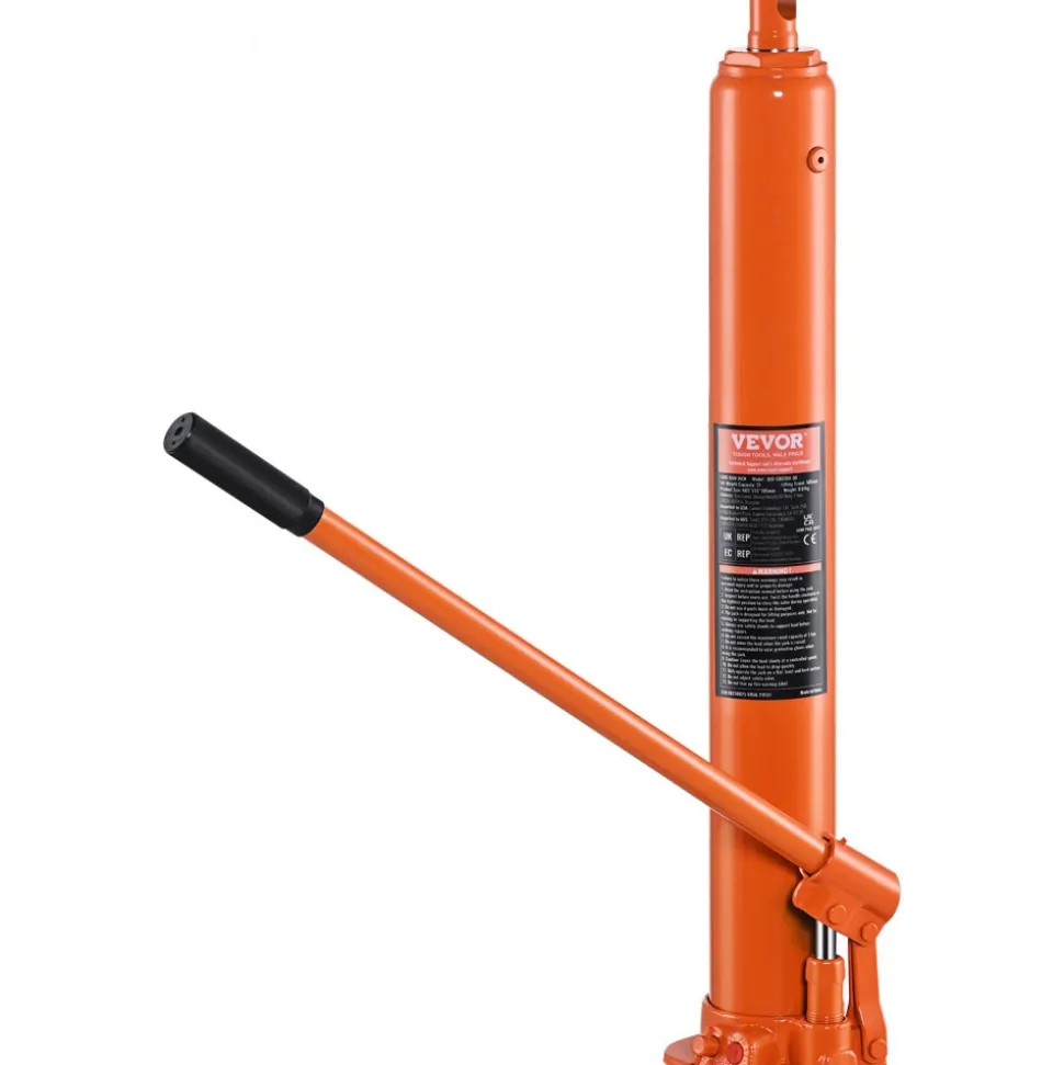 VEVOR Hydraulic Long Ram Jack, 4 Ton Engine Hoist Cylinder with Single Piston Pump And Flat Base, Hydraulic Ram Cylinder for Engine Lift Hoists, Hydraulic Garage/Shop Cranes, Mechanical, Farm