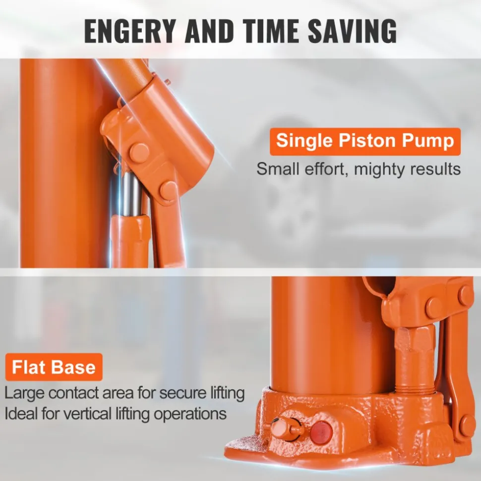 VEVOR Hydraulic Long Ram Jack, 4 Ton Engine Hoist Cylinder with Single Piston Pump And Flat Base, Hydraulic Ram Cylinder for Engine Lift Hoists, Hydraulic Garage/Shop Cranes, Mechanical, Farm