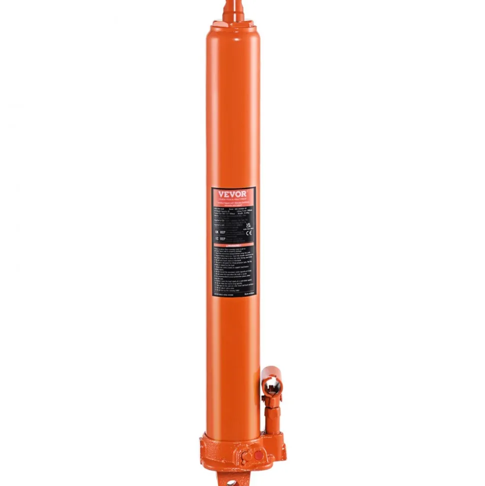 VEVOR Hydraulic Long Ram Jack, 8 Ton Engine Hoist Cylinder with Single Piston Pump And Clevis Base, Hydraulic Ram Cylinder for Engine Lift Hoists, Hydraulic Garage/Shop Cranes, Mechanical, Farm