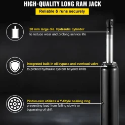 VEVOR Hydraulic Long Ram Jack, 3 Tons/6600 lbs Capacity, with Single Piston Pump and Clevis Base, Manual Cherry Picker with Handle, for Garage/Shop Cranes, Engine Lift Hoist, Black