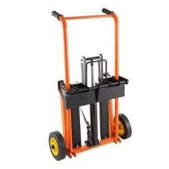 VEVOR Hydraulic Material Lift Winch Stacker, 450 lbs Load Capacity, Pallet Truck Dolly with Fork Lift Table, 35.4 Inches Max Lifting Height, Foldable & Portable Pallet Jack Table Cart, Orange & Black