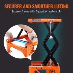 VEVOR Hydraulic Motorcycle Lift Table, 350 LBS Capacity Motorcycle Scissor Jack Lift with Wide Deck, J-hooks, 4 Wheels, Hydraulic Foot-Operated Jack Stand for ATV Dirt Bikes