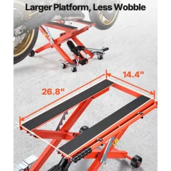 VEVOR Hydraulic Motorcycle Lift Jack, 1100 lbs Capacity, Scissor Lift Jack Portable Motorcycle Hoist Stand with 6 Wheels, 4.72