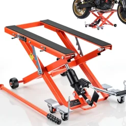 VEVOR Hydraulic Motorcycle Lift Jack, 1100 lbs Capacity, Scissor Lift Jack Portable Motorcycle Hoist Stand with 6 Wheels, 4.72