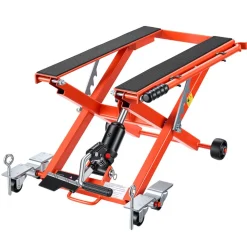 VEVOR Hydraulic Motorcycle Lift Jack, 1100 lbs Capacity, Scissor Lift Jack Portable Motorcycle Hoist Stand with 6 Wheels, 4.72