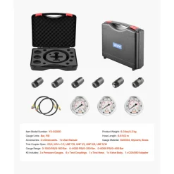 VEVOR Hydraulic Nitrogen Accumulator Charging Kit, All-in-One Nitrogen Fill Kit, Pressure Test System with 3 Gauges (1500, 4000, 6000 PSI), 6 Adapters Couplings, 1 Gas Hose, 1 Valve, 1 CGA580 Adapter