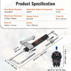 VEVOR Hydraulic Outboard Steering Kit, 90HP, Marine Boat Hydraulic Steering System, with Helm Pump Two-Way Lock Cylinder and 24 Feet Hydraulic Steering Hose, for Single Station Single-Engine Boats