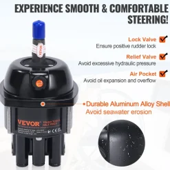 VEVOR Hydraulic Outboard Steering Kit, 90HP, Marine Boat Hydraulic Steering System, with Helm Pump Two-Way Lock Cylinder and 24 Feet Hydraulic Steering Hose, for Single Station Single-Engine Boats