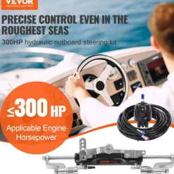 VEVOR Hydraulic Outboard Steering Pump, 1.4 Cubic Inches, 150HP Front Mount Hydraulic Helm Pump with Two-Way Lock Cylinder Stainless Steel ORB Fittings, for Single Station Single-Engine Boats