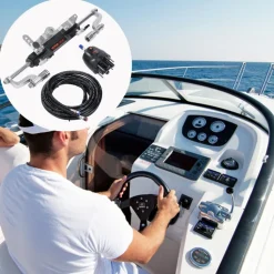 VEVOR Hydraulic Outboard Steering Pump, 1.4 Cubic Inches, 150HP Front Mount Hydraulic Helm Pump with Two-Way Lock Cylinder Stainless Steel ORB Fittings, for Single Station Single-Engine Boats