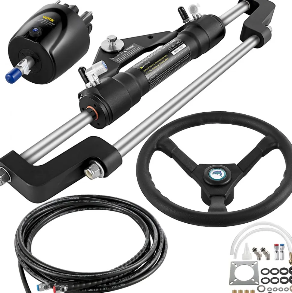 VEVOR Hydraulic Outboard Steering Kit 300HP, Hydraulic Steering Kit Helm Pump,Hydraulic Boat Steering Kit with 22 Feet Hydraulic Steering Hose for Boat Steering System