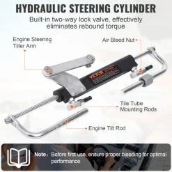 VEVOR Hydraulic Outboard Steering Kit, 90HP, Marine Boat Hydraulic Steering System, with Helm Pump Two-Way Lock Cylinder and 20 Feet Hydraulic Steering Hose, for Single Station Single-Engine Boats