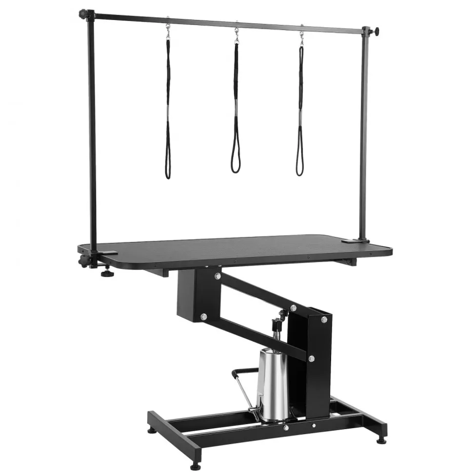 VEVOR 43" Hydraulic Pet Grooming Table, Heavy Duty Dog Grooming Arm for Medium/ Small Dogs, Height Adjustable Dog Grooming Station, Anti Slip Tabletop /Dog Grooming Station, Max Bearing 400LBS