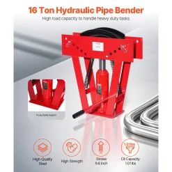 VEVOR Hydraulic Pipe Bender, 16 Ton Manual Copper Exhaust Pipe Bending Machine with 8 Dies (1/2