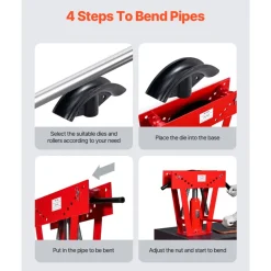 VEVOR Hydraulic Pipe Bender, 16 Ton Manual Copper Exhaust Pipe Bending Machine with 8 Dies (1/2