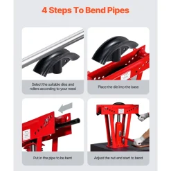 VEVOR Hydraulic Pipe Bender, 12 Ton Manual Copper Exhaust Pipe Bending Machine with 6 Dies (1/2