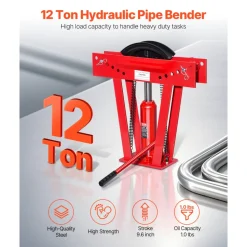 VEVOR Hydraulic Pipe Bender, 12 Ton Manual Copper Exhaust Pipe Bending Machine with 6 Dies (1/2