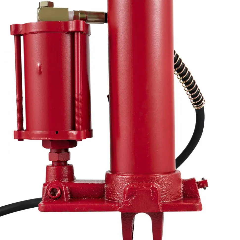 VEVOR Hydraulic/Pneumatic Long Ram Jack, 8 Tons/17363 lbs Capacity, with Single Piston Pump and Clevis Base, Manual Cherry Picker with Handle, for Garage/Shop Cranes, Engine Lift Hoist, Red