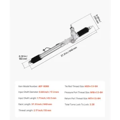 VEVOR Hydraulic Power Steering Rack and Pinion, with Dust Boot, Compatible with 1996-2000 Toyota 4Runner L4 2.7L, 1996-2002 Toyota 4Runner V6 3.4L, 1998-2004 Toyota Tacoma L4 2.7L / V6 3.4L (RWD)
