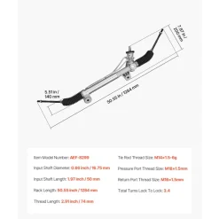 VEVOR Hydraulic Power Steering Rack and Pinion, with Dust Boot, Compatible with Chevrolet, Silverado 1500 1999-2003, Silverado 1500 2004-2005 Without Spring Special (B2E) or High Output Package (B4V)