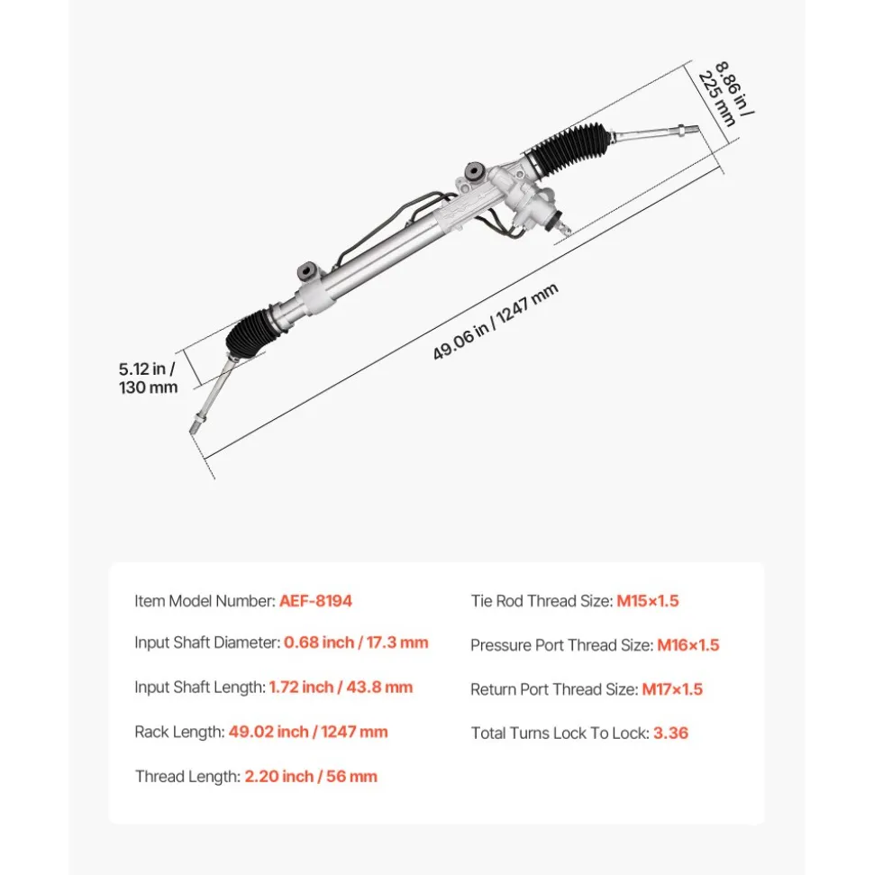 VEVOR Hydraulic Power Steering Rack and Pinion, Compatible with 2003-2009 Lexus GX470 V8 4.7L, 2003-2009 Toyota 4Runner V6 4.0L, 2003-2009 Toyota 4Runner V8 4.7L, 2007-2009 Toyota FJ Cruiser V6 4.0L