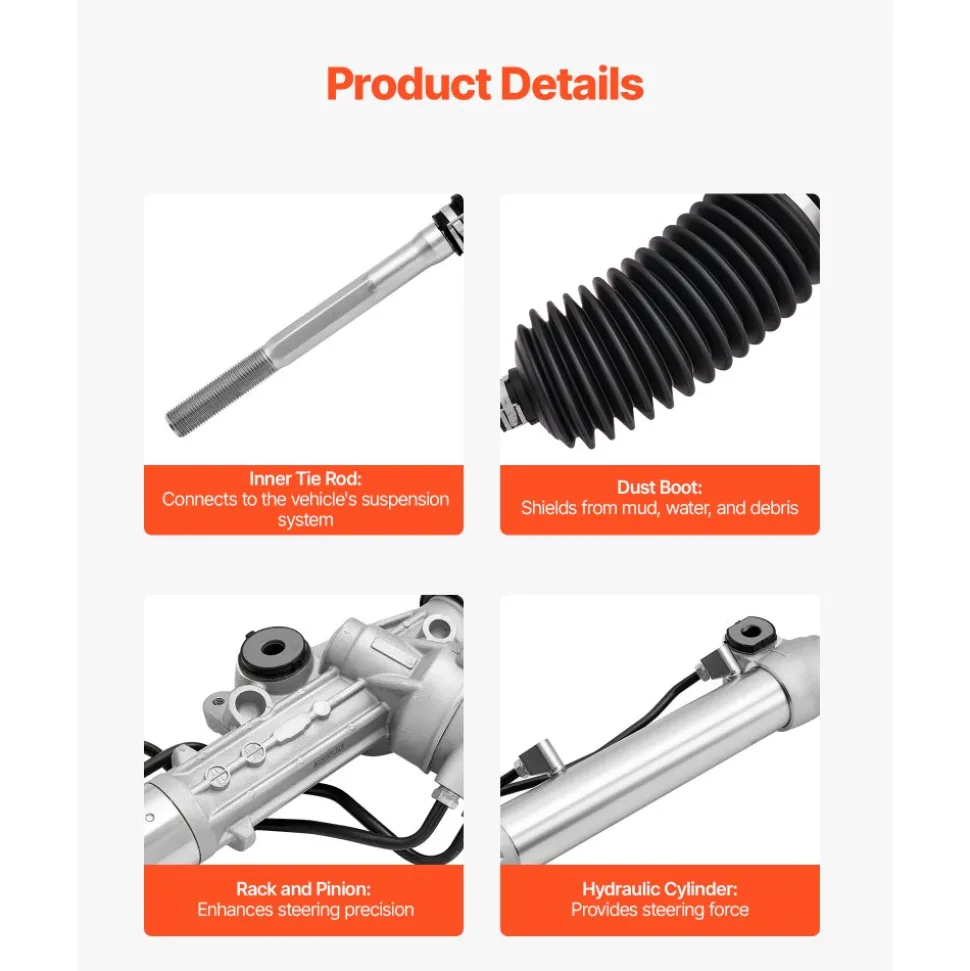 VEVOR Hydraulic Power Steering Rack and Pinion, Compatible with 2003-2009 Lexus GX470 V8 4.7L, 2003-2009 Toyota 4Runner V6 4.0L, 2003-2009 Toyota 4Runner V8 4.7L, 2007-2009 Toyota FJ Cruiser V6 4.0L