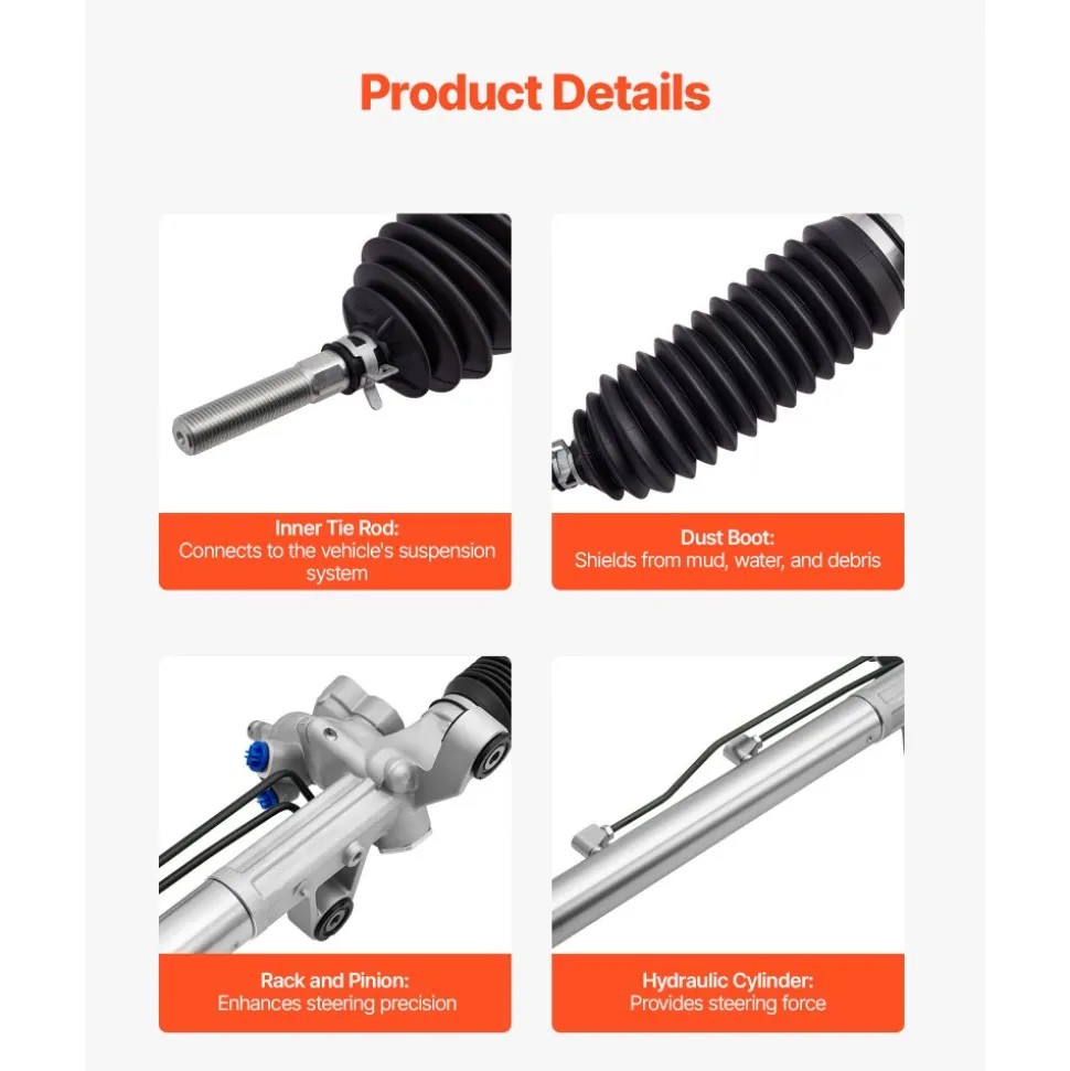 VEVOR Hydraulic Power Steering Rack and Pinion, Rack and Pinion Assembly with Dust Boot, Compatible with 2003-2007 Honda Accord 2.4L, 2004-2006 Acura TL 3.2L, 2007-2008 Acura TL 3.2L / 3.5L