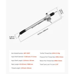 VEVOR Hydraulic Power Steering Rack and Pinion, Rack and Pinion Assembly with Dust Boot, Compatible with 2003-2007 Honda Accord 2.4L, 2004-2006 Acura TL 3.2L, 2007-2008 Acura TL 3.2L / 3.5L