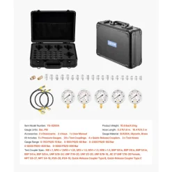 VEVOR Hydraulic Pressure Test Kit, 250/400/600bar, 3 Gauges 11 Test Couplings 3 Test Hoses, Excavator Hydraulic Test Gauge Set with Portable Carrying Case for Excavator Tractors Construction Machinery